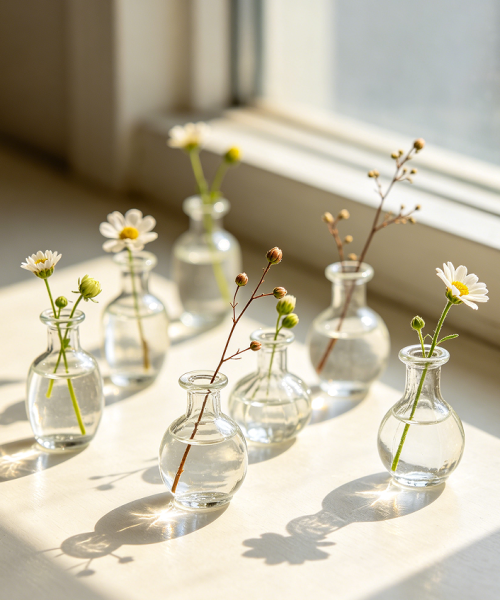 Small Tabletop Glass Bud Vase Set